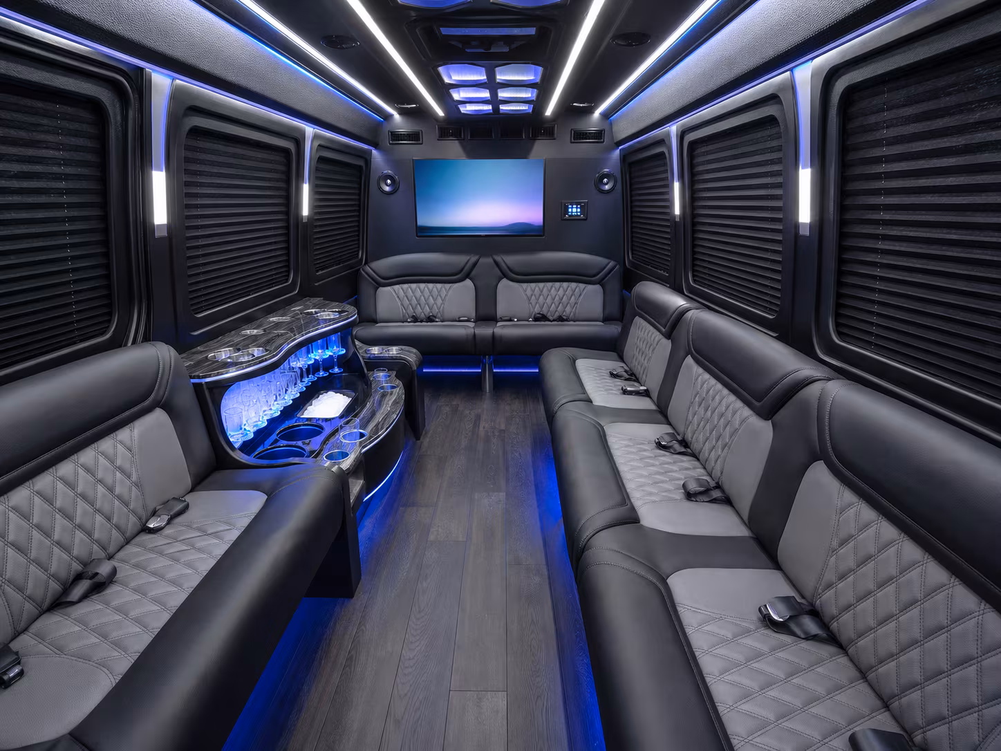 lake charles 28 passenger party bus inside
