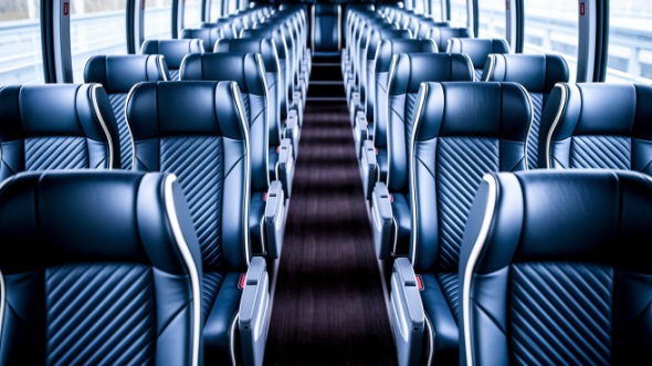 55 passenger charter bus inside beaumont